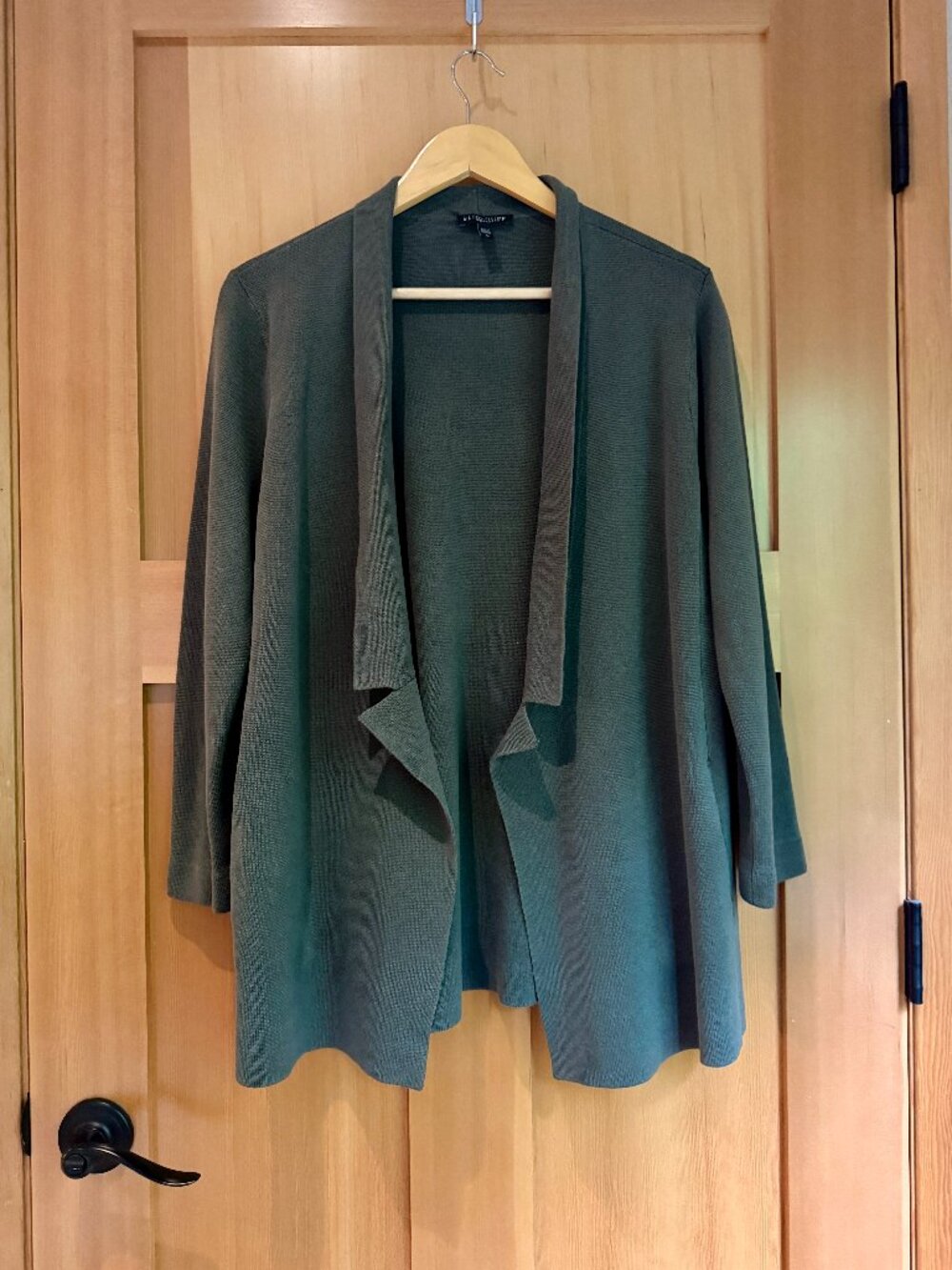 Eileen Fisher Interlock Sweater Drape Jacket Silk Cotton Oregano Loose Fit